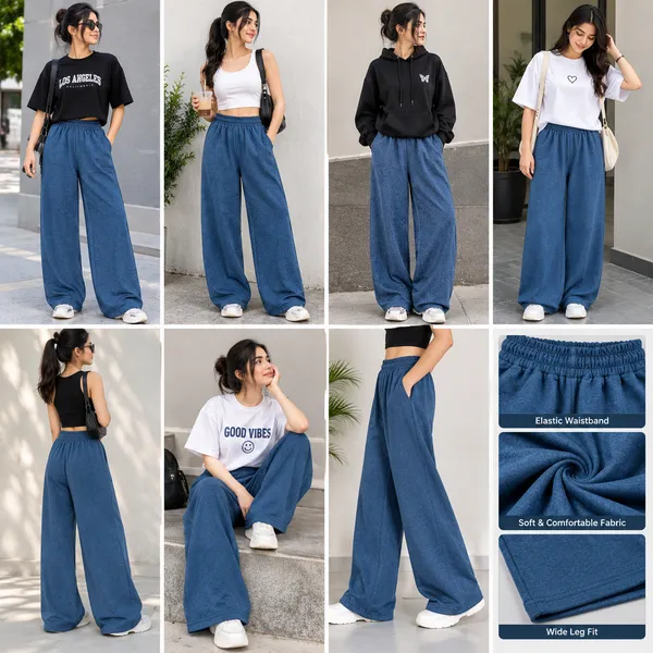 Blue_Soft_Fabric_Wide_Leg_Pants_For_Women