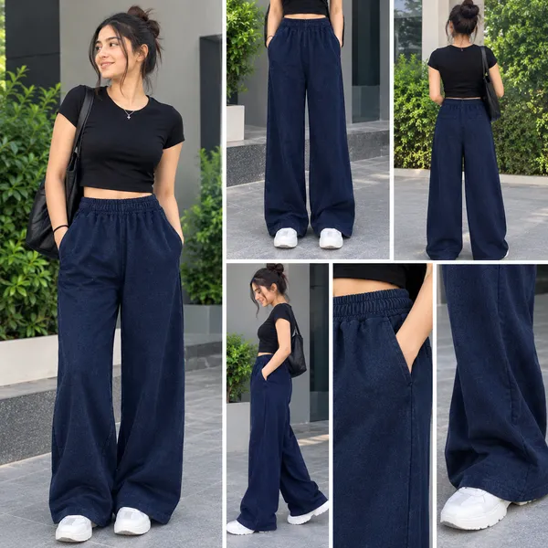 Navy_Wide_Leg_Elasticated_Pants_for_Women