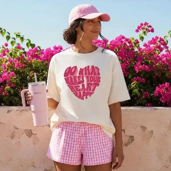 White_Cotton_Lycra_Oversized_Pink_Graphic_T-Shirt_For_Women