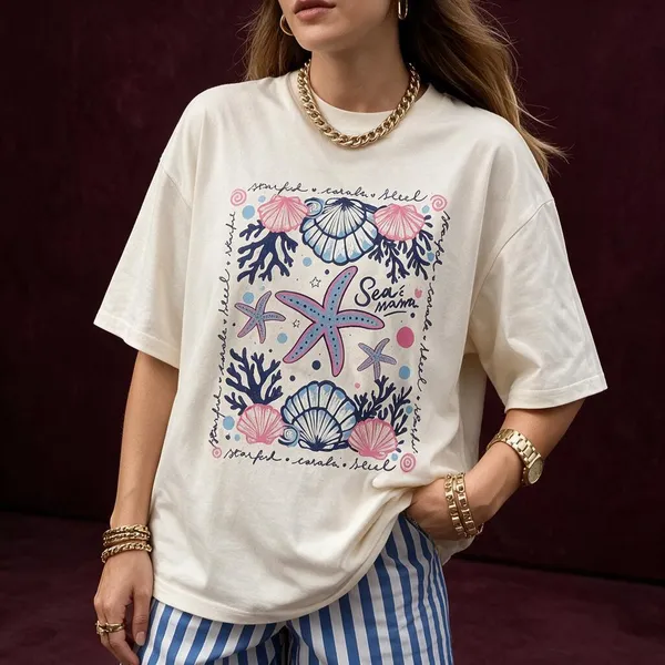 White_And_Blue_Cotton_Lycra_Oversized_Graphic_T-Shirt_For_Women