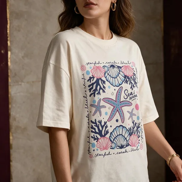 White_And_Blue_Cotton_Lycra_Oversized_Graphic_T-Shirt_For_Women