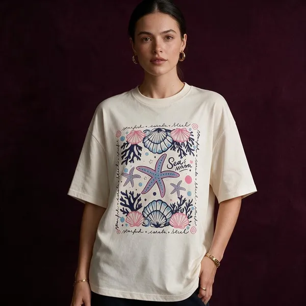 White_And_Blue_Cotton_Lycra_Oversized_Graphic_T-Shirt_For_Women