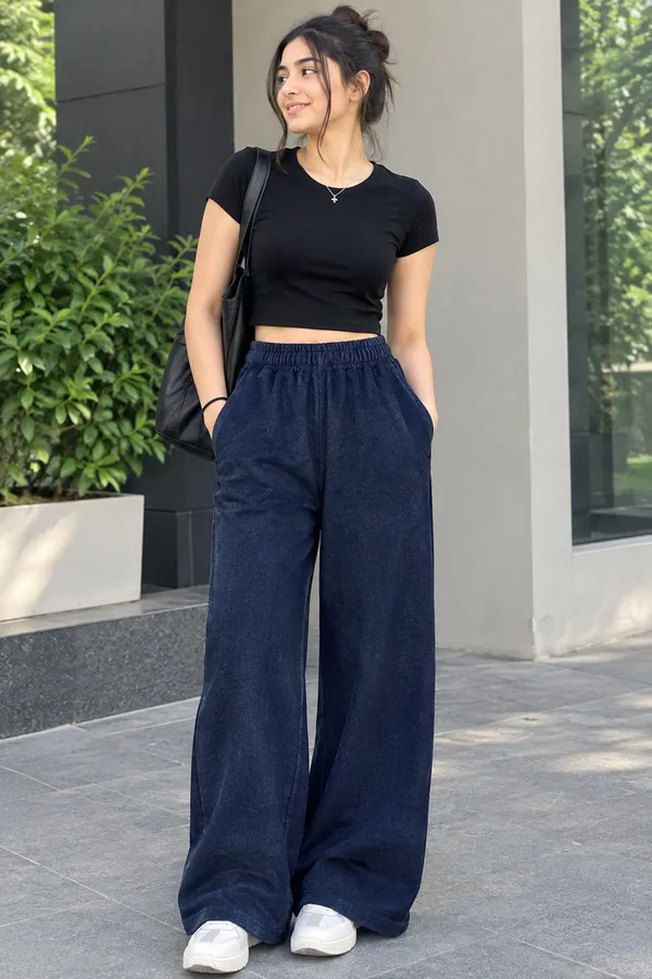 Navy_Wide_Leg_Elasticated_Pants_for_Women