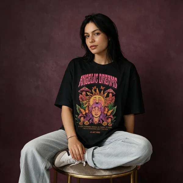 Black_Cotton_Lycra_Oversized_Illustrated_Graphic_T-Shirt_For_Women