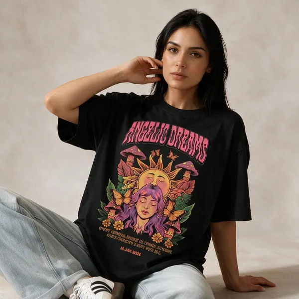 Black_Cotton_Lycra_Oversized_Illustrated_Graphic_T-Shirt_For_Women