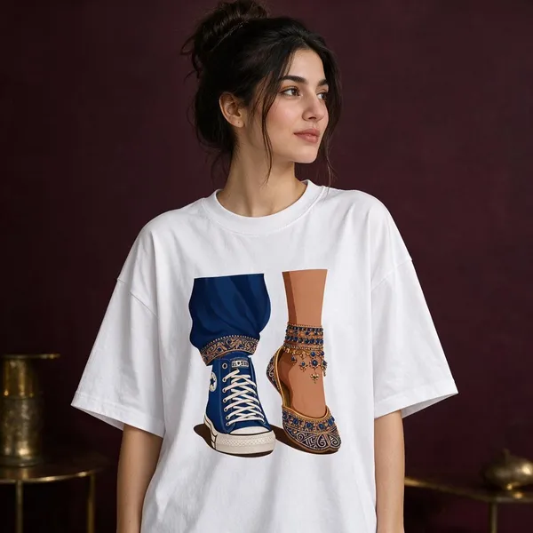 White_Cotton_Lycra_Oversized_Sneaker_Graphic_T-Shirt_For_Women