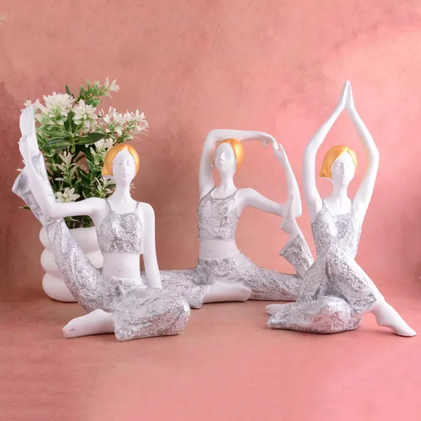 White_Yoga_Pose_Decorative_Figurine_Set