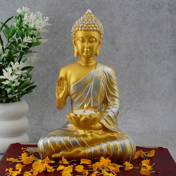 Gold_And_Silver_Finish_Seated_Buddha_Idol