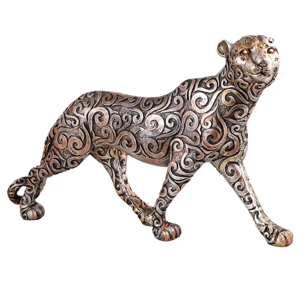 Resin_Antique_Silver_Big_Cat_Sculptural_Showpiece