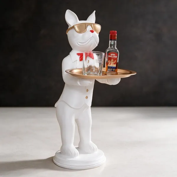White_Resin_Dog_Butler_Decorative_Serving_Tray