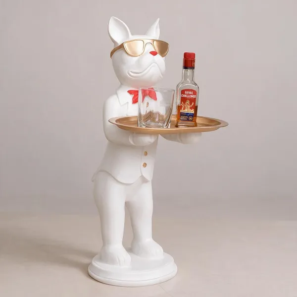 White_Resin_Dog_Butler_Decorative_Serving_Tray
