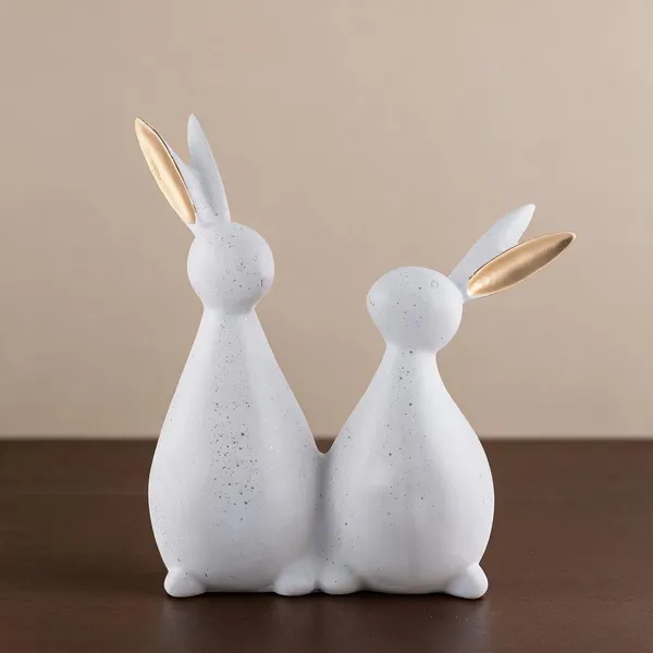 White_Resin_Rabbit_Decorative_Showpiece
