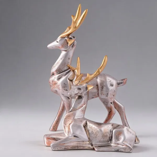Resin_Silver_Deer_Decorative_Showpiece