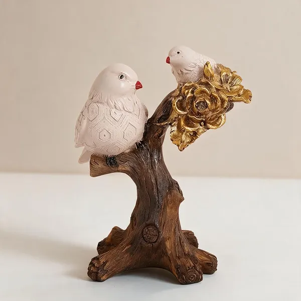 Resin_Nature_White_And_Brown_Bird_Couple_On_Branch_Showpiece