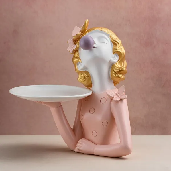 Resin_Decorative_Pink_Gold_Female_Figurine_Oval_Tray