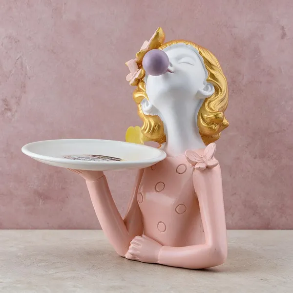 Resin_Decorative_Pink_Gold_Female_Figurine_Oval_Tray