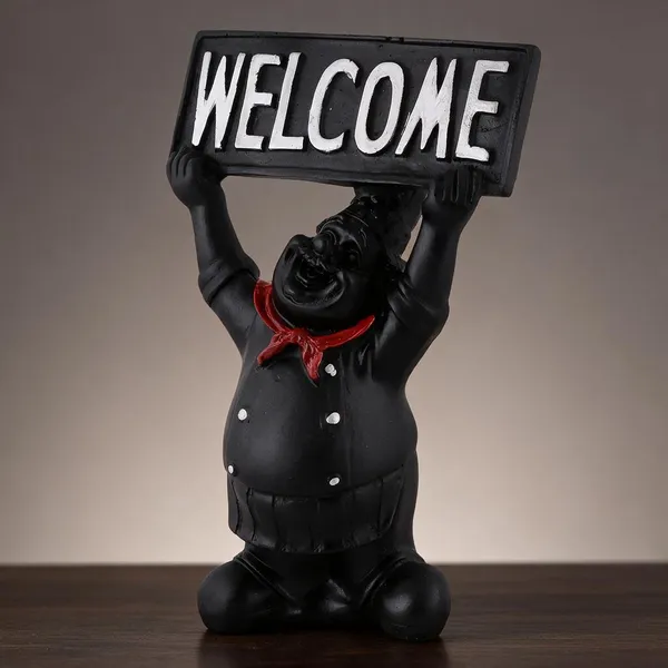 Resin_Novelty_Black_Chef_Welcome_Sign_Figurine