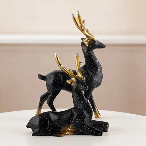Resin_Black_Gold_Deer_Pair_Figurine_Set
