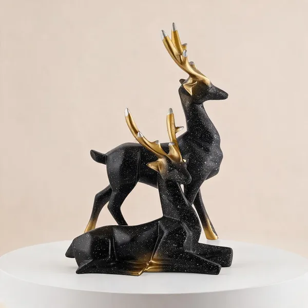 Resin_Black_Gold_Deer_Pair_Figurine_Set