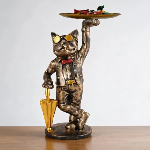 Dusky_Grey_Resin_Cat_Butler_Metallic_Decorative_Showpiece