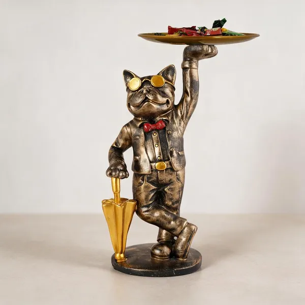 Dusky_Grey_Resin_Cat_Butler_Metallic_Decorative_Showpiece