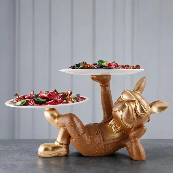Golden_Resin_Dog_Two-Tier_Candy_Stand