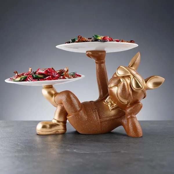 Golden_Resin_Dog_Two-Tier_Candy_Stand