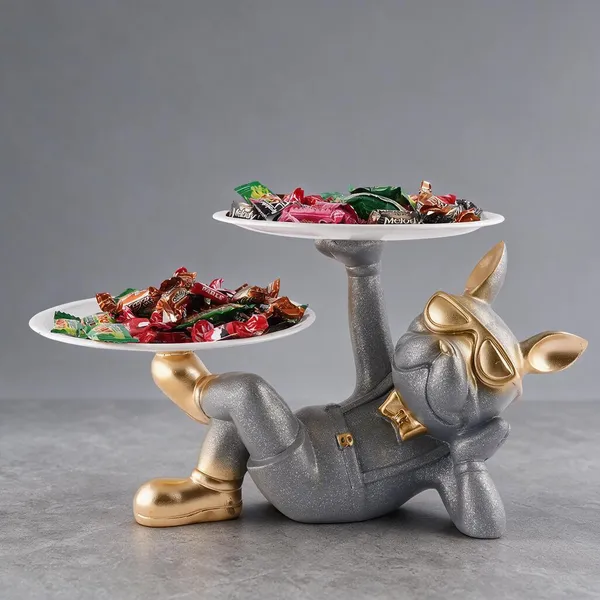 Grey_Metallic_Resin_Dog_Two-Tier_Candy_Serving_Tray