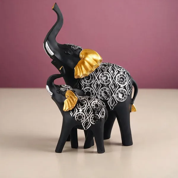 Black_Resin_Ornate_Elephant_Figurine_Set_Of_2
