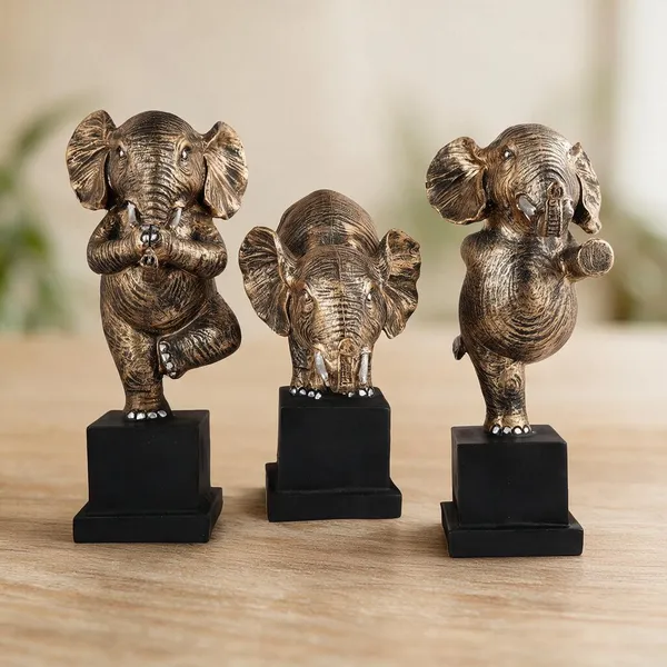 Resin_Antique_Golden_Elephant_Figurine_Set_Of_3