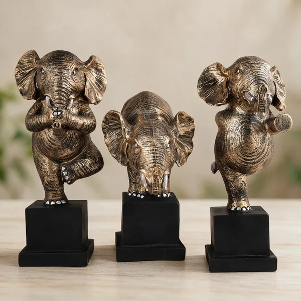 Resin_Antique_Golden_Elephant_Figurine_Set_Of_3