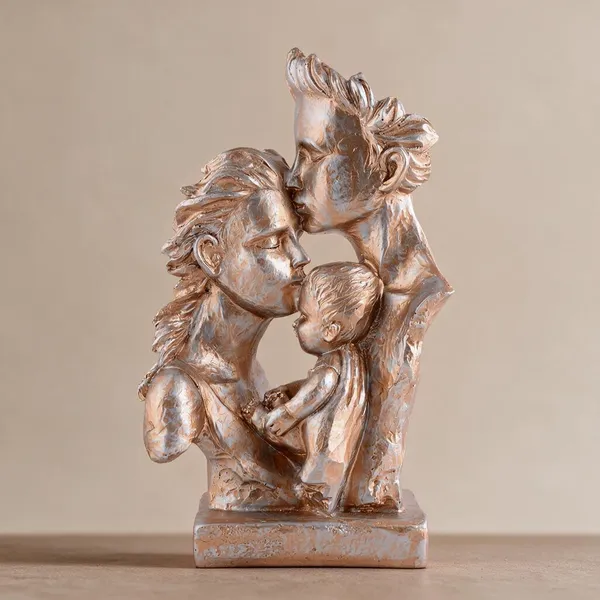 Resin_Decorative_Rose_Gold_Family_Of_Three_Figurine