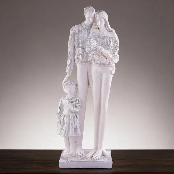 Resin_Decorative_White_Family_Of_Four_Sculpture_Showpiece