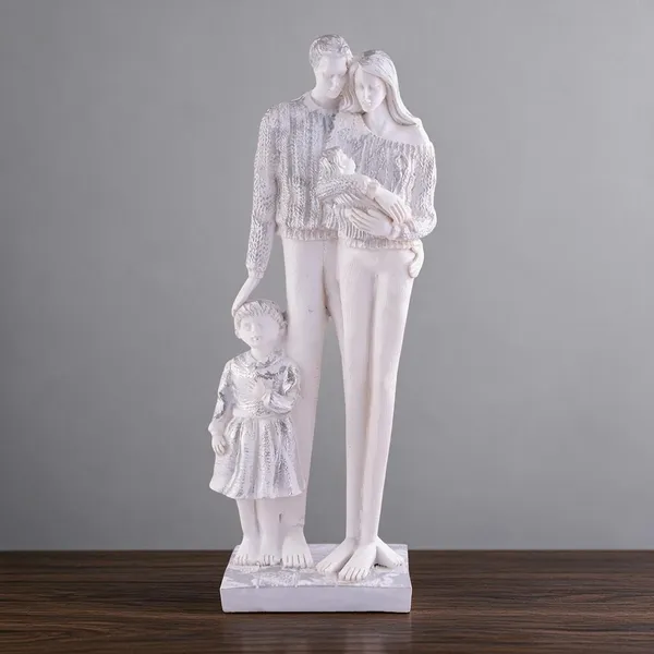 Resin_Decorative_White_Family_Of_Four_Sculpture_Showpiece