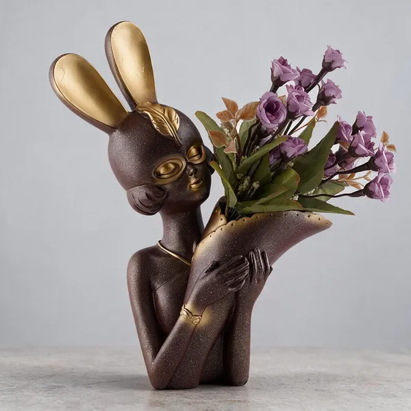 Brown_Resin_Rabbit_With_Floral_Horn_Decorative_Showpiece