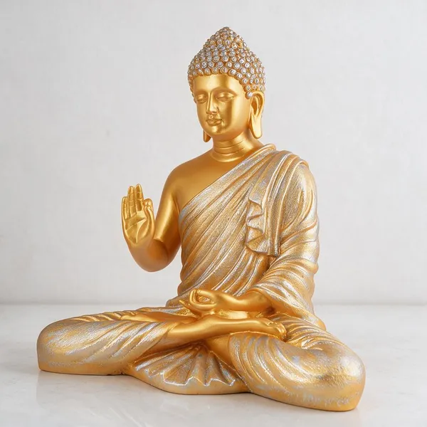 Resin_Golden_Meditating_Buddha_Idol