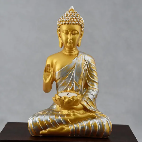 Resin_Gold_Silver_Seated_Buddha_Idol