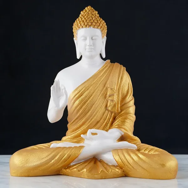 Resin_Decorative_White_Gold_Seated_Buddha_Blessing_Statue