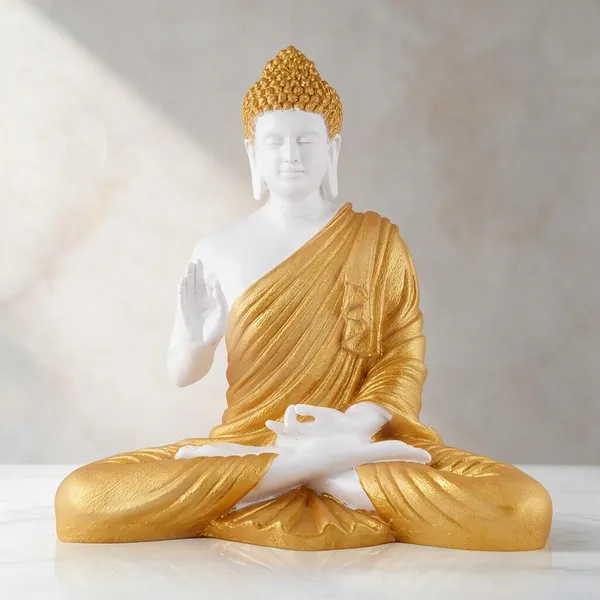 Resin_Decorative_White_Gold_Seated_Buddha_Blessing_Statue