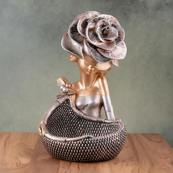 Resin_Metallic_Woman_Flower_Headpiece_Basket_Figurine