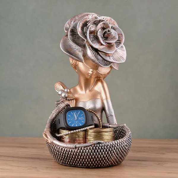 Resin_Metallic_Woman_Flower_Headpiece_Basket_Figurine