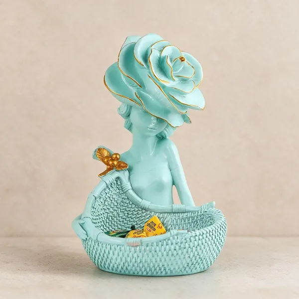 Teal_Blue_Resin_Woman_With_Basket_Decorative_Showpiece