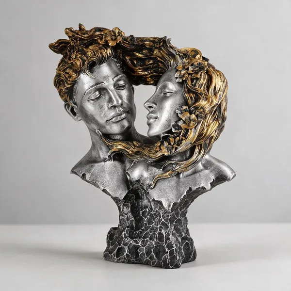 Grey_And_Golden_Resin_Abstract_Couple_Bust_Metallic_Decorative_Showpiece