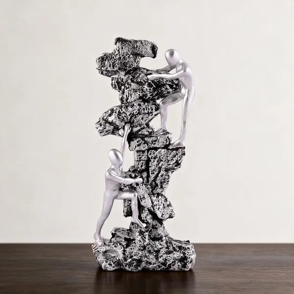 Resin_Abstract_Grey_White_Climbing_Figurine_Sculpture