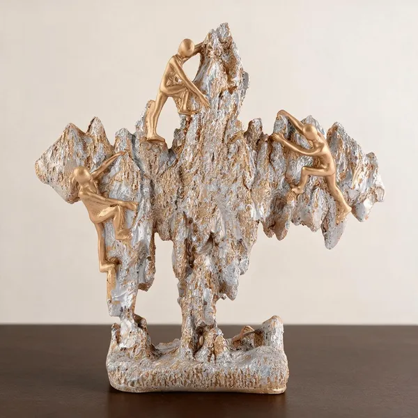 Resin_Silver_Gold_Mountain_Climber_Sculpture