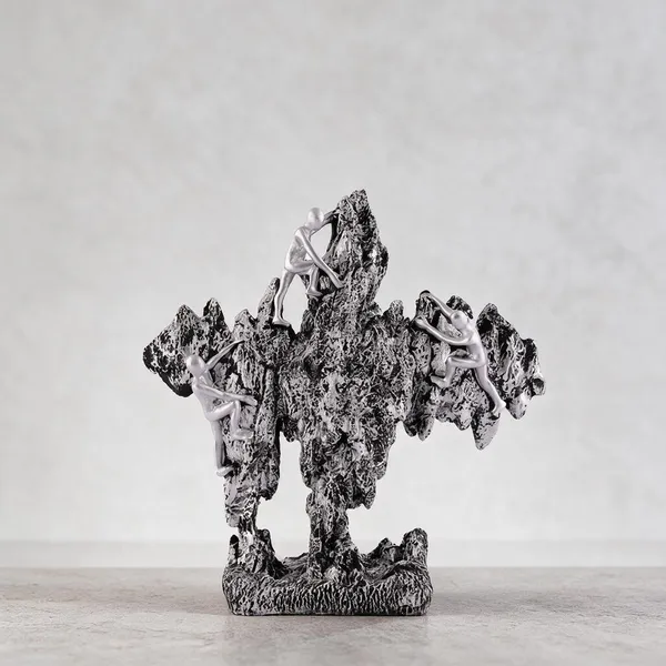 Resin_Modern_Silver_Abstract_Textured_Sculpture