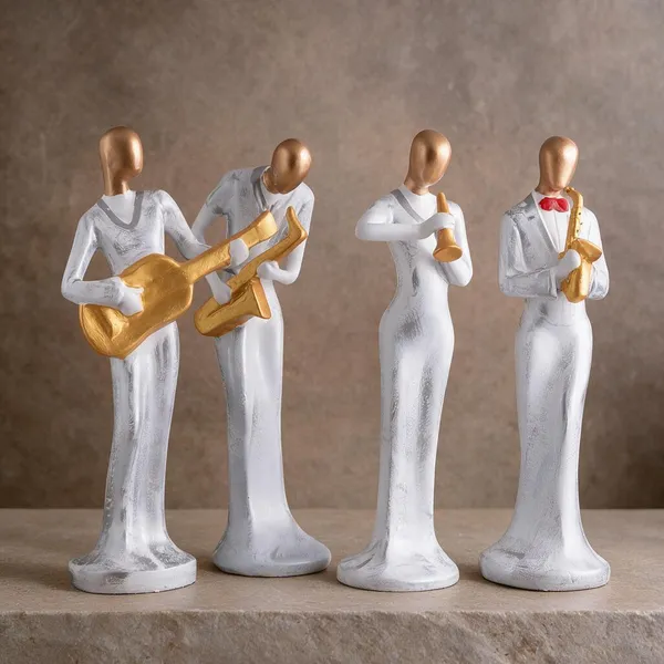 Resin_White_Gold_Musical_Band_Figurine_Set_Of_4