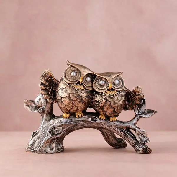 Resin_Antique_Metallic_Owl_Pair_On_Branch_Figurine