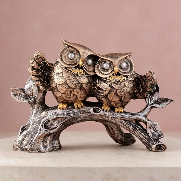 Resin_Antique_Metallic_Owl_Pair_On_Branch_Figurine