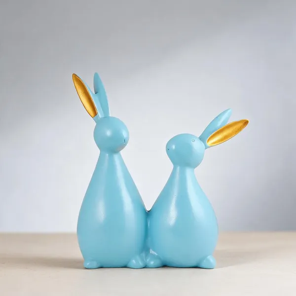 Resin_Playful_Sky_Blue_Rabbit_Couple_Figurine